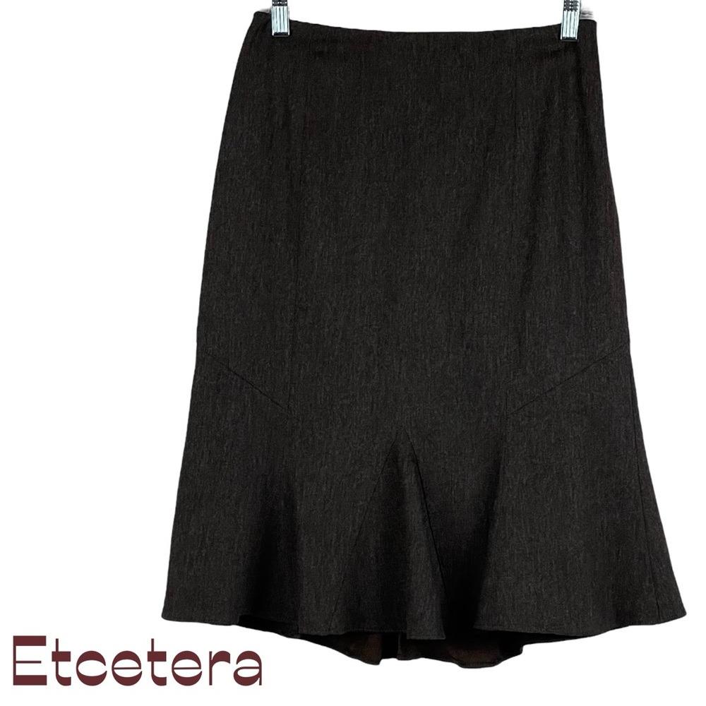 Anthropologie Etcetera Brown Tweed Wool Blend Skirt NWOT Size 2